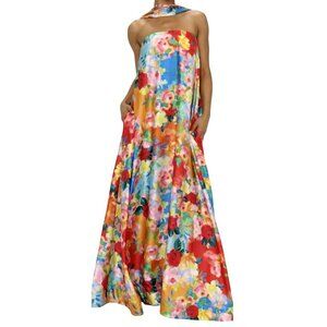 Show Me Your Mumu Tinsley Strapless Flowy Maxi Floral Dress Large